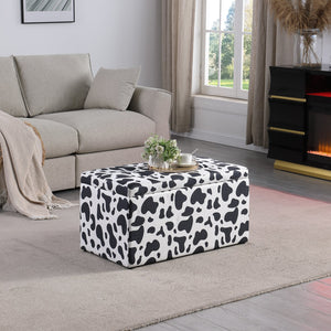 English Elm Ottoman Tufted Storage Bench with Linen Upholstery and Safety Hinges — Versatile Bedroom Living Room Accent Black White W1420P154576