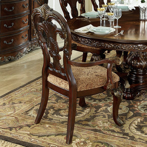 English Elm Traditional Deryn Park Armchairs Set of 2 Cherry with Gold Tipping, Elaborate Back & Rich Fabric Upholstery, Dining B011P171307