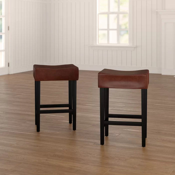 English Elm Christopher Knight Home® - Set Transitional 2-Piece Backless Fabric Counter Height Barstools with 26.75" Seat Height, Durable Upholstery and Sturdy Frame Brown 74492.00HZLNT