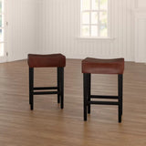 Christopher Knight Home® - Noble House - - Set Of 2, 26.75" Backless Leather Counter Height Barstool, Brown