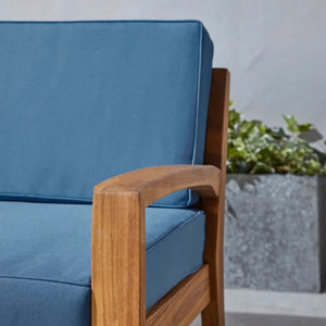English Elm [set of 4] Grenada Solid Acacia Outdoor Club Chairs Slat Panel Patio Lounge Seating Blue 57977.00FCUSH-BLUSKIN