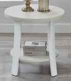 English Elm Anze Contemporary Round Wood Shelf End Table In White Finish