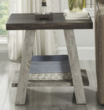 English Elm Athens Contemporary Two-Tone Wood Shelf End Table In Weathered Walnut and Gray