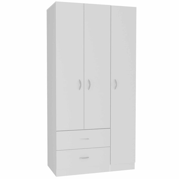 English Elm Austral Freestanding 3-Door Armoire with Drawers, Shelves & Hanging Rod for Efficient Storage White 39 L x 22 W x 3.5 H B070S00110