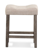 English Elm Sora Button Tufted Counter Height Saddle Stool, Set Of 2, Taupe