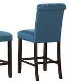 English Elm Leviton Solid Wood Tufted Asons Counter Height Stool, Set Of 2, Blue