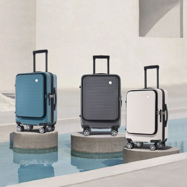 English Elm Carry-on Abs Hard Shell Suitcase with Front Access Pocket Usb Port Spinner Wheels PP314954AAK
