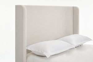 English Elm Hayden Upholstered Wingback Queen Bed With 54" Headboard – Elegant Ivory Canvas & Easy Assembly B083P245047