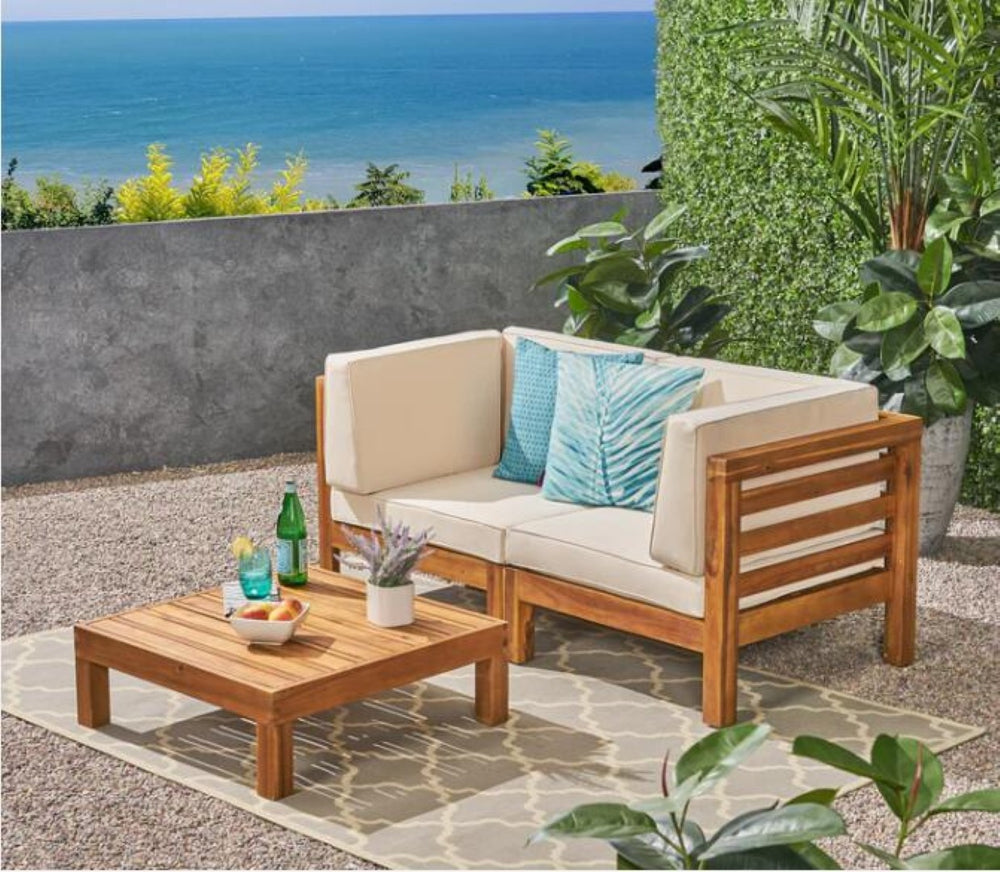 English Elm Oana/brava Solid Acacia Outdoor Coffee Table Square Slat Top Patio Deck Lounge 64496.00-64497.00-64498.00BGE