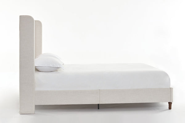 English Elm Hayden Upholstered Wingback Queen Bed With 54" Headboard – Elegant Ivory Canvas & Easy Assembly B083P245047