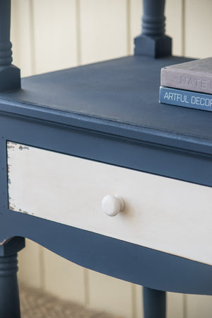 English Elm 51x19.5x81.5", Navy Farmhouse Bookcase Four Tiers Two Drawers Carved Fir Wood W2078P171845