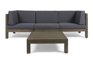 English Elm Oana Modular Outdoor Sectional Sofa Set Solid Acacia Wood Five Seat Patio Corner 64497-98-99.00DGY-64496.00GRY