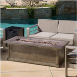 Christopher Knight Home® Noble House 56'' Wood Rectangular Mgo Fire Table Brown - 50 000 Btu With Concrete Tank Holder