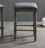 English Elm Arnhem Wood Upholstered Swivel Counter Height Stool, Set Of 2, Grey