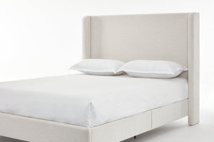 English Elm Hayden Upholstered Wingback Queen Bed With 54" Headboard – Elegant Ivory Canvas & Easy Assembly B083P245047