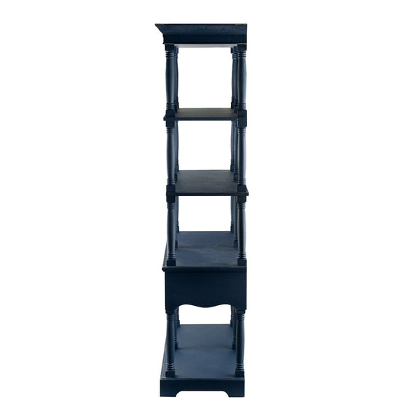 English Elm 51x19.5x81.5", Navy Farmhouse Bookcase Four Tiers Two Drawers Carved Fir Wood W2078P171845