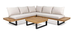 English Elm Christopher Knight Home® - Sebastian 4-Piece Modular Sofa Set – Handcrafted Acacia Wood, Beige Water-Resistant Cushions, Indoor/Outdoor 68823.00-68824.00_69414.00BGE