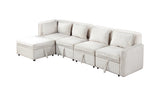 Hearth and Haven Helm 5 Pieces L-Shaped Sectional Sofa Set with Large Capacity Storage, Beige W1998S00003