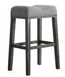 English Elm Coco Upholstered Backless Saddle Seat Bar Stools 29" Height Set Of 2, Gray