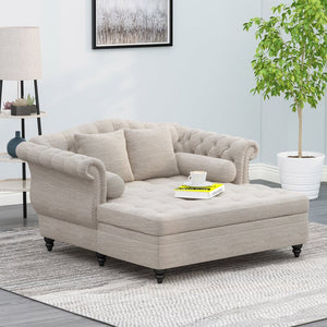 English Elm Christopher Knight Home® - Loveseat Chaise Lounge Replacement Seat - Elegant Beige Upholstery With Classic Detailing & Pillows 68105.00AFBGE