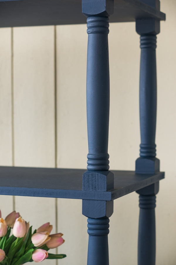 English Elm 51x19.5x81.5", Navy Farmhouse Bookcase Four Tiers Two Drawers Carved Fir Wood W2078P171845