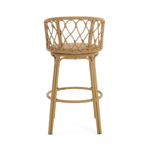 English Elm Christopher Knight Home® - Raynette Bohemia Outdoor Wicker Bar Stool Set of 2 — Light Brown Faux Rattan, Iron Frame, 28.75"H 72373.00
