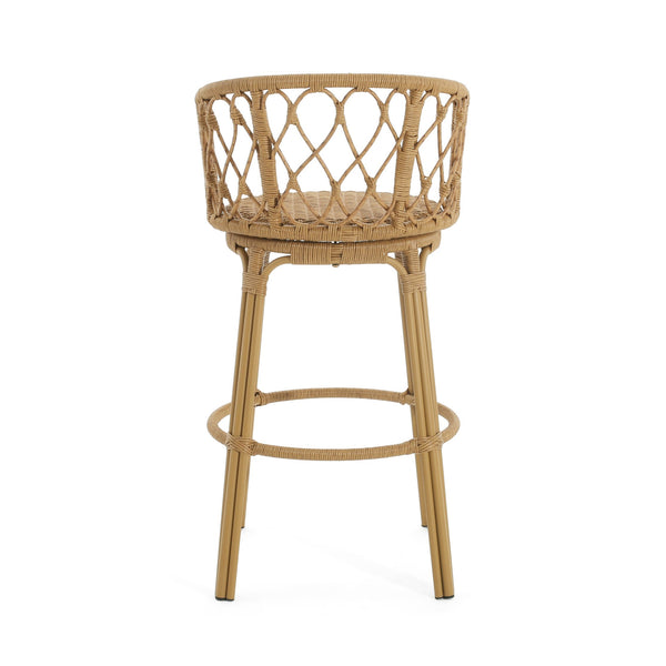 English Elm Christopher Knight Home® - Raynette Bohemia Outdoor Wicker Bar Stool Set of 2 — Light Brown Faux Rattan, Iron Frame, 28.75"H 72373.00