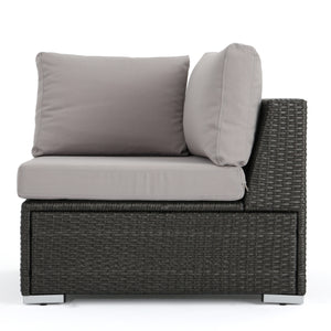 English Elm Christopher Knight Home® - SANTA SANTA ROSA CORNER KD Modern Wicker Aluminum Frame Water-Resistant Cushions Outdoor Seat (33") Grey+Silver 57467.00ALUGRY