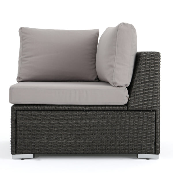 English Elm Christopher Knight Home® - SANTA SANTA ROSA CORNER KD Modern Wicker Aluminum Frame Water-Resistant Cushions Outdoor Seat (33") Grey+Silver 57467.00ALUGRY