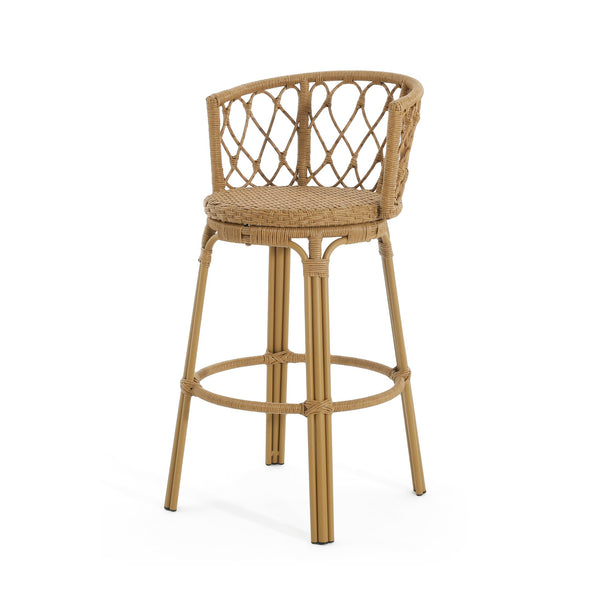English Elm Christopher Knight Home® - Raynette Bohemia Outdoor Wicker Bar Stool Set of 2 — Light Brown Faux Rattan, Iron Frame, 28.75"H 72373.00