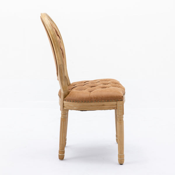 English Elm French Solid Wood Frame Dining Chair with Hand-Pulled Backrest, Nailhead Trim, High-Density Foam Comfort Orange W1143P166791