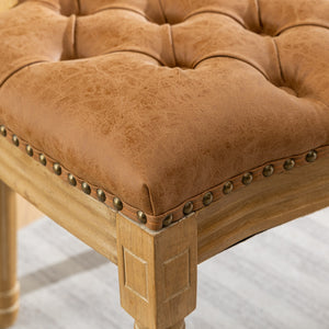 English Elm French Solid Wood Dining Chair with Nailhead Trim, High-Density Foam & Steel Spring Cushion, Hand-Pulled Backrest Upholstery, Supports 300 lbs, Elegant Antique-Style Frame Orange W1143P166791