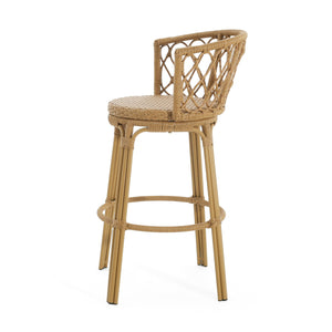 English Elm Christopher Knight Home® - Raynette Bohemia Outdoor Wicker Bar Stool Set of 2 — Light Brown Faux Rattan, Iron Frame, 28.75"H 72373.00