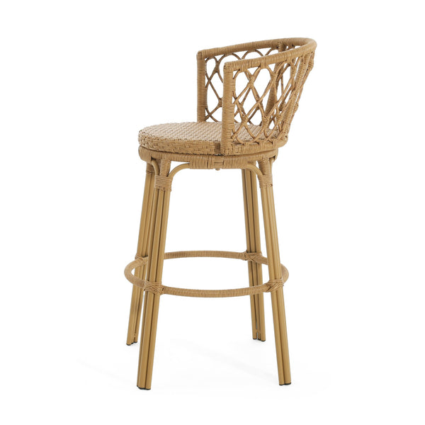 English Elm Christopher Knight Home® - Raynette Bohemia Outdoor Wicker Bar Stool Set of 2 — Light Brown Faux Rattan, Iron Frame, 28.75"H 72373.00