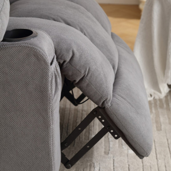 English Elm Swinging Velvet Recliner Chair with Massage Heat Usb Port and 360 Swivel Lounge Seat Grey W1807P298206