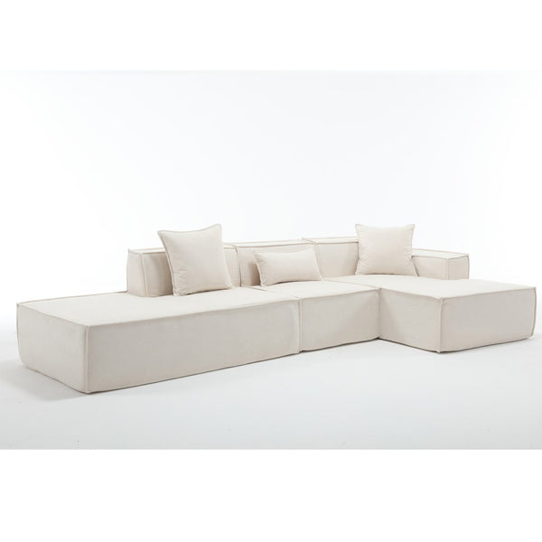 English Elm Modern Modular L-Shaped Sofa Set - Italian Minimalist Design In Soft Terrycloth Beige W2108S00021-GIGA