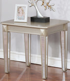 English Elm Barent Contemporary Wood End Table With Mirrored Legs, Champagne