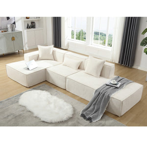 English Elm Modern L-Shaped Modular Sofa Set In Beige Terrycloth - Stylish Minimalist Comfort W2108S00019-GIGA