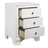 English Elm White Finish 3-Drawers Nightstand With 2 Usb Ports Transitional Bedroom Furniture 1 Piece Bedside Table Wooden