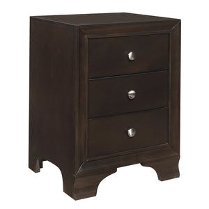English Elm Brown Centralia 3-Drawer Nightstand with 2 USB Ports, Okume Veneer, Polished Chrome Knobs, 19x18x25.5" B011P172001