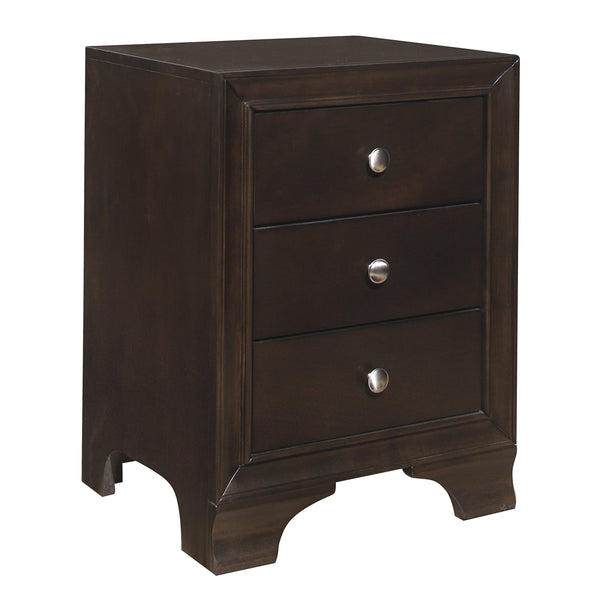 English Elm Brown Centralia 3-Drawer Nightstand with 2 USB Ports, Okume Veneer, Polished Chrome Knobs, 19x18x25.5" B011P172001