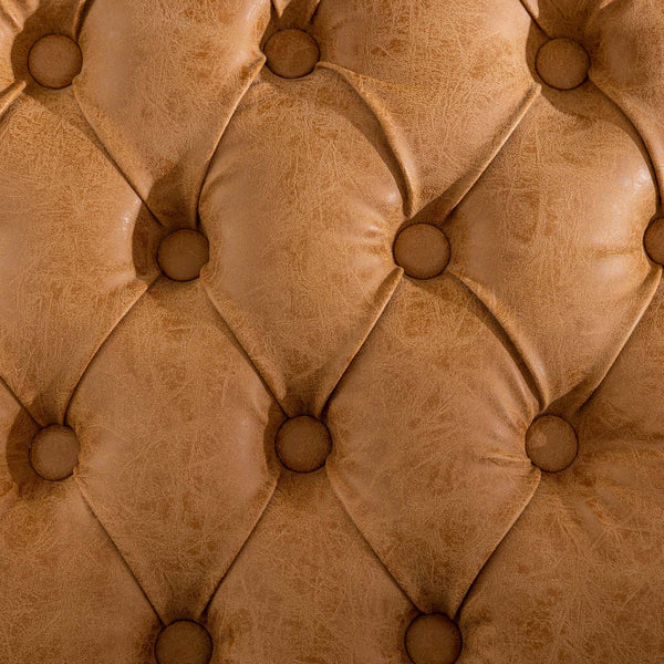 English Elm French Solid Wood Dining Chair with Nailhead Trim, High-Density Foam & Steel Spring Cushion, Hand-Pulled Backrest Upholstery, Supports 300 lbs, Elegant Antique-Style Frame Orange W1143P166791