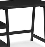 English Elm Redina Contemporary Wood Writing Desk With Storage, Black