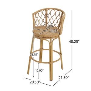 English Elm Christopher Knight Home® - Raynette Bohemia Outdoor Wicker Bar Stool Set of 2 — Light Brown Faux Rattan, Iron Frame, 28.75"H 72373.00