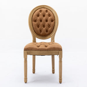 English Elm French Solid Wood Dining Chair with Nailhead Trim, High-Density Foam & Steel Spring Cushion, Hand-Pulled Backrest Upholstery, Supports 300 lbs, Elegant Antique-Style Frame Orange W1143P166791