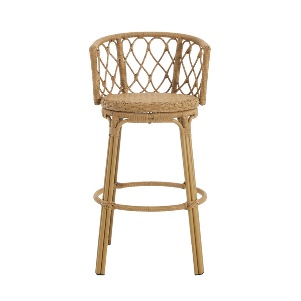 English Elm Christopher Knight Home® - Raynette Bohemia Outdoor Wicker Bar Stool Set of 2 — Light Brown Faux Rattan, Iron Frame, 28.75"H 72373.00