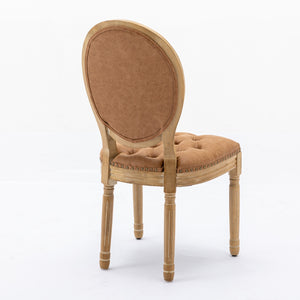 English Elm French Solid Wood Frame Dining Chair with Hand-Pulled Backrest, Nailhead Trim, High-Density Foam Comfort Orange W1143P166791