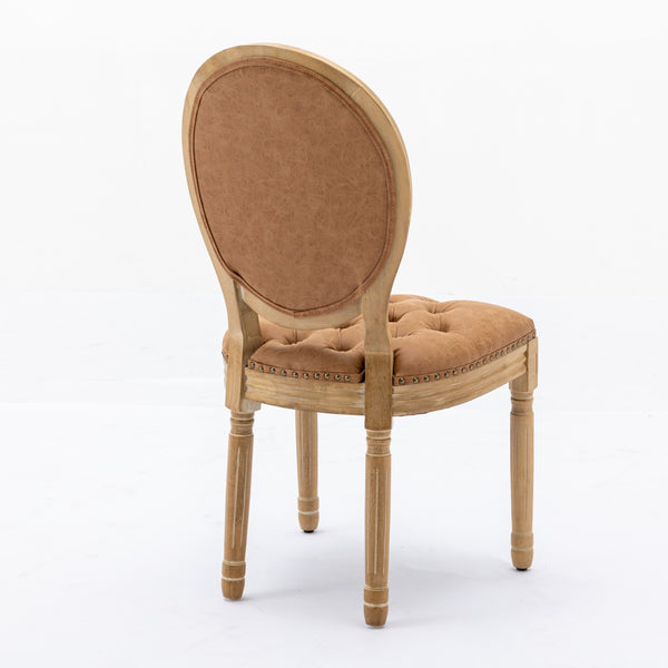 English Elm French Solid Wood Frame Dining Chair with Hand-Pulled Backrest, Nailhead Trim, High-Density Foam Comfort Orange W1143P166791