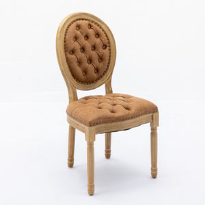 English Elm French Solid Wood Dining Chair with Nailhead Trim, High-Density Foam & Steel Spring Cushion, Hand-Pulled Backrest Upholstery, Supports 300 lbs, Elegant Antique-Style Frame Orange W1143P166791