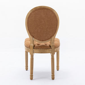 English Elm French Solid Wood Dining Chair with Nailhead Trim, High-Density Foam & Steel Spring Cushion, Hand-Pulled Backrest Upholstery, Supports 300 lbs, Elegant Antique-Style Frame Orange W1143P166791